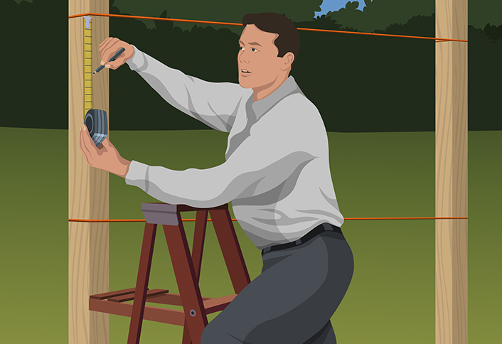 Building Fence Hill - Install and mark levels Building Fence Hill - Install and mark levels