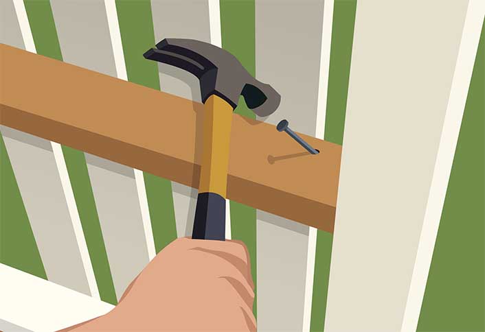 Add support loose fence - Repairing Maintaining Fences and Gates Add support loose fence - Repairing Maintaining Fences and Gates
