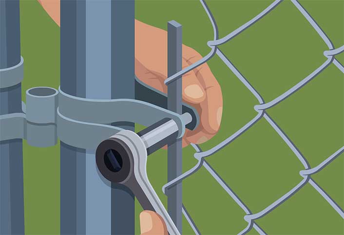 Reattach tension bar - Repairing Maintaining Fences and Gates Reattach tension bar - Repairing Maintaining Fences and Gates