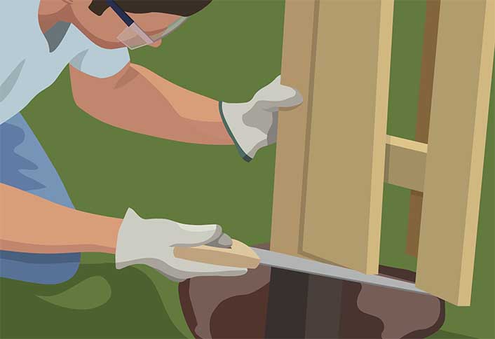 Remove damaged portion post - Repairing Maintaining Fences and Gates Remove damaged portion post - Repairing Maintaining Fences and Gates