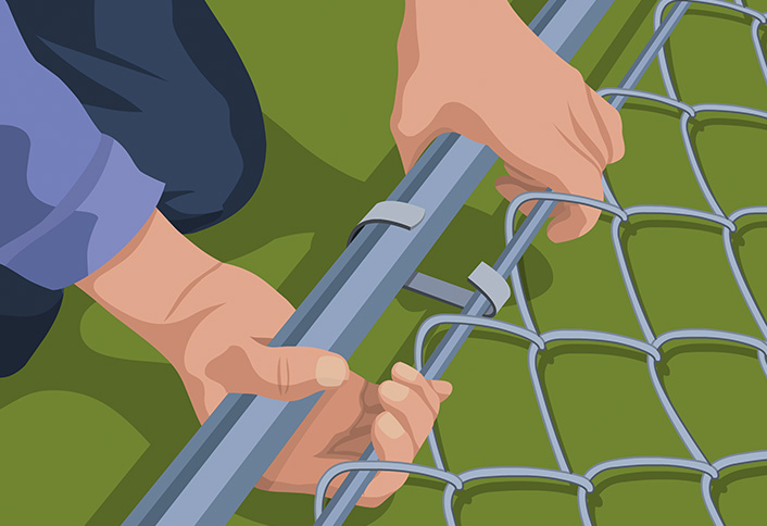 Chain Link Gate Embling And Hanging Guide At The Home Depot Attach Second Tension Bar Hanging Chain Link Gate