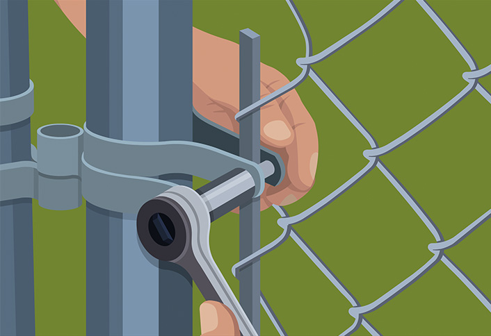 Hang the hinge straps - Hanging Chain-Link Gate Hang the hinge straps - Hanging Chain-Link Gate