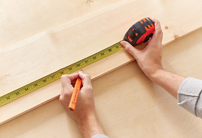 Measure and mark pieces - Hanging Rope Shelf Measure and mark pieces - Hanging Rope Shelf