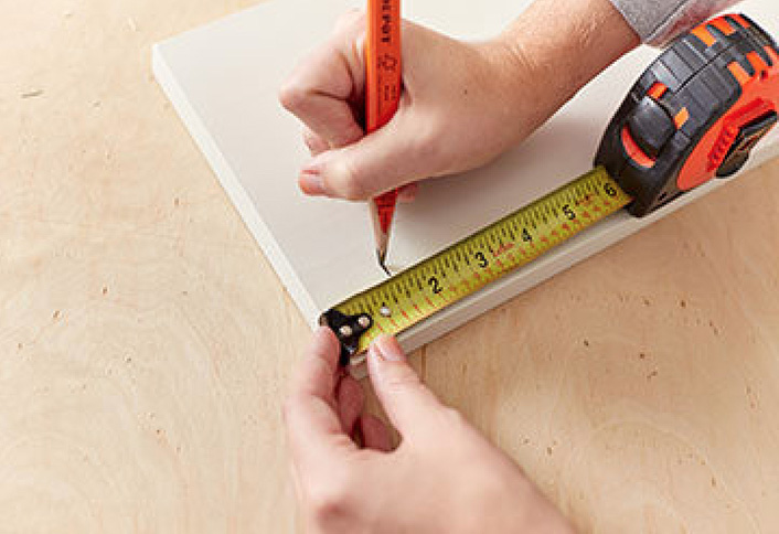 Measure and mark holes - Hanging Rope Shelf Measure and mark holes - Hanging Rope Shelf