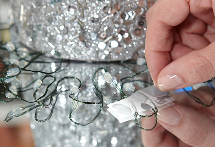Tape light wires - Make Holiday Landscape Centerpiece Tape light wires - Make Holiday Landscape Centerpiece