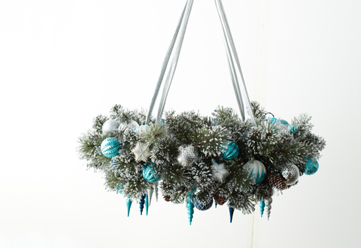 Attach ceiling hardware - Make Wreath Chandelier Attach ceiling hardware - Make Wreath Chandelier