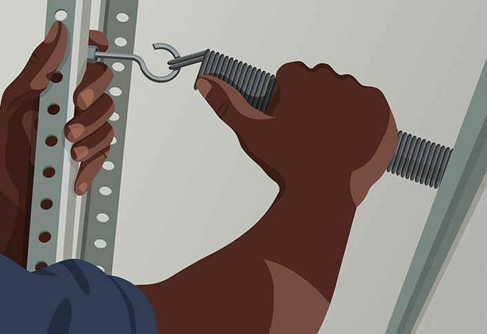 Move the spring hanger - Adjust Uneven Garage Door Move the spring hanger - Adjust Uneven Garage Door