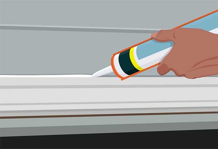 Apply caulk - Window Installation Replacement Apply caulk - Window Installation Replacement
