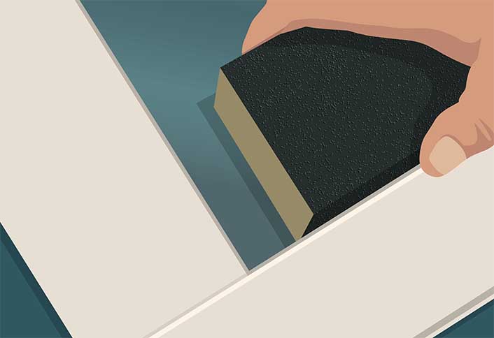 Remove glass sand grooves Remove glass sand grooves
