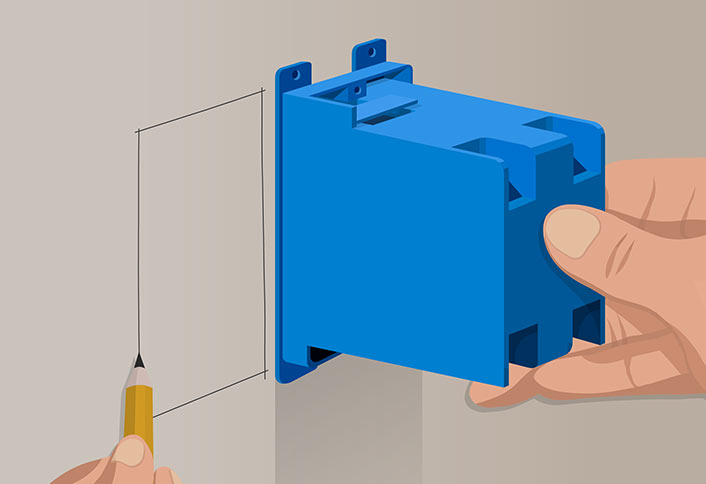 Mark the drywall - Install Remodeling Boxes Mark the drywall - Install Remodeling Boxes