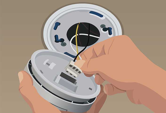 Steps To Install Hard Wired Smoke And Co Alarms At The Home Depot Attach Mounting Plate Hard Wired Smoke Co Alarms