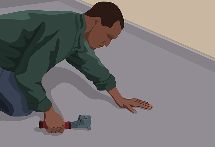 Lay the carpet pad - Install Carpet Lay the carpet pad - Install Carpet