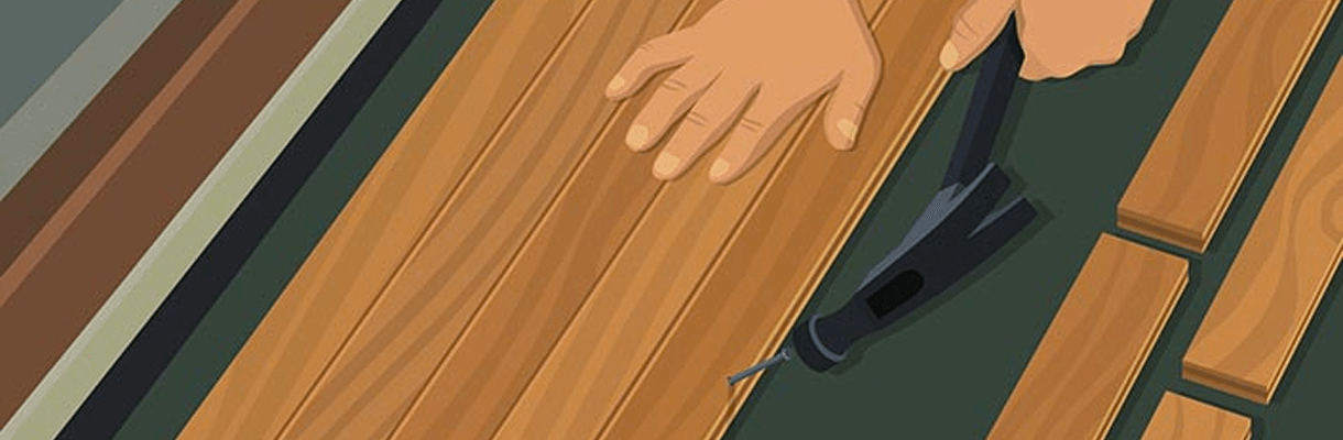 Illustration of someone hammering multiple boards together Illustration of someone hammering multiple boards together