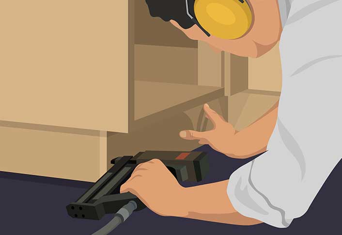 Install toe-kick to cover - Install Base Cabinets Install toe-kick to cover - Install Base Cabinets
