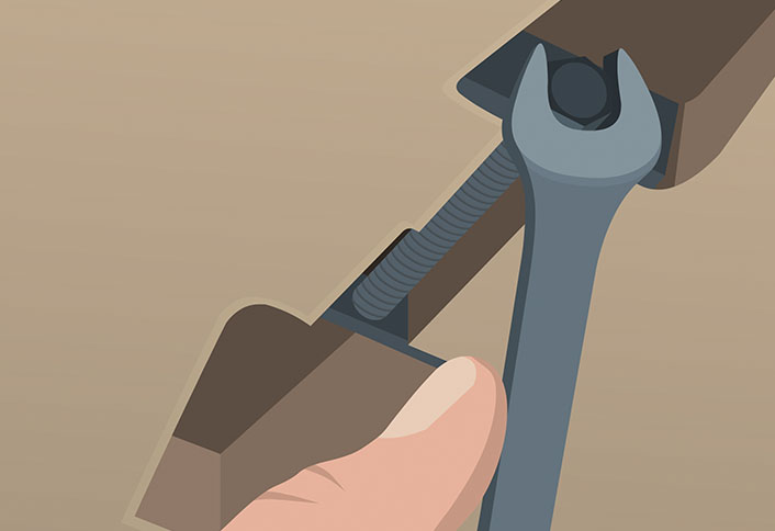 Tighten miter clamps - Install Laminate Countertop Tighten miter clamps - Install Laminate Countertop