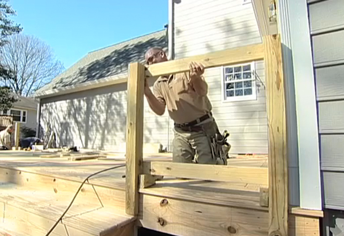 Remove damaged railing - Replacing a Deck Railing Remove damaged railing - Replacing a Deck Railing