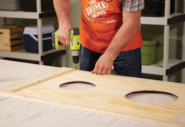 Attach front panel - DIY Football Toss Attach front panel - DIY Football Toss