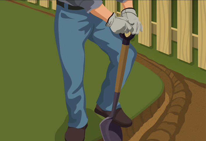 Dig trench around bed - Plastic Edging Dig trench around bed - Plastic Edging