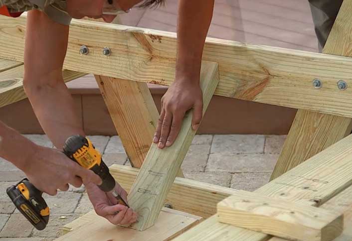 Position each brace - How Build Picnic Table Position each brace - How Build Picnic Table