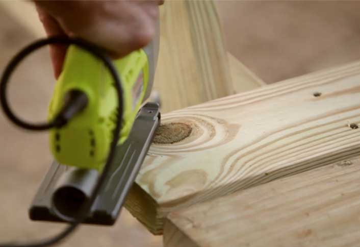Cut curved edges tabletop - Build Picnic Table Cut curved edges tabletop - Build Picnic Table
