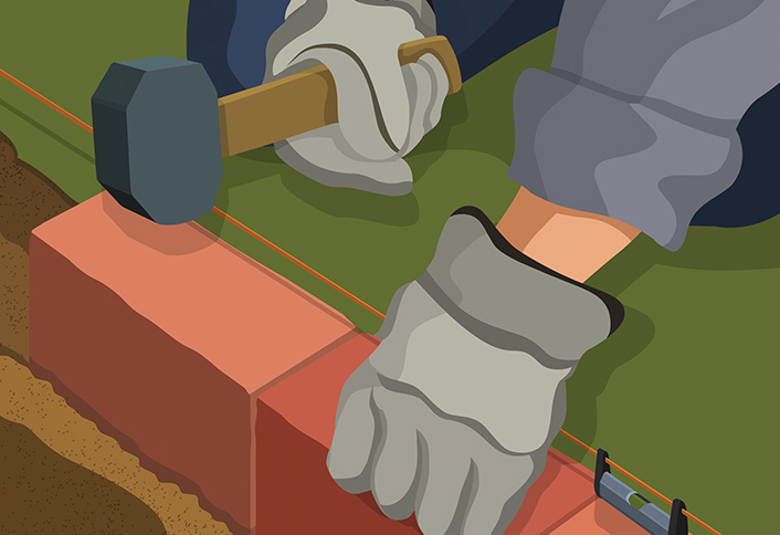 Set the final brick - Install Brick Edging Set the final brick - Install Brick Edging