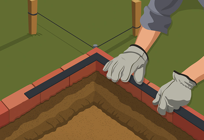 Edge the corner - Install Brick Edging Edge the corner - Install Brick Edging