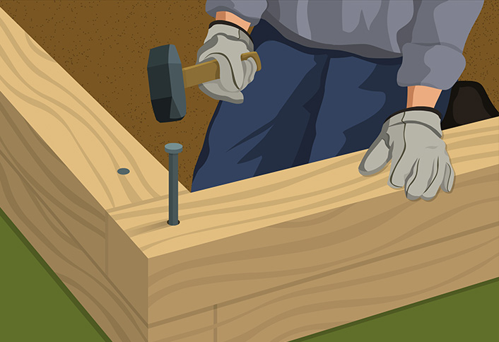 Use spikes connect timbers - Landscape Timber Edging Use spikes connect timbers - Landscape Timber Edging
