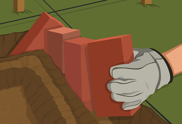 Lay rows bricks trench - Sawtooth Brick Edging Lay rows bricks trench - Sawtooth Brick Edging
