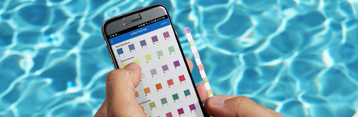 Using pool test strips Using pool test strips