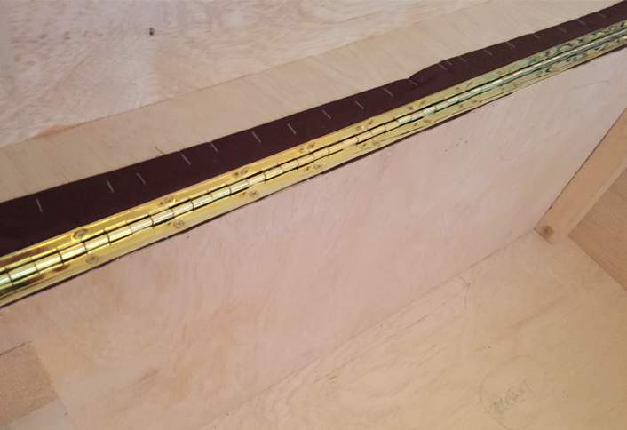 Add piano hinge - How to Build Storage Ottoman Add piano hinge - How to Build Storage Ottoman