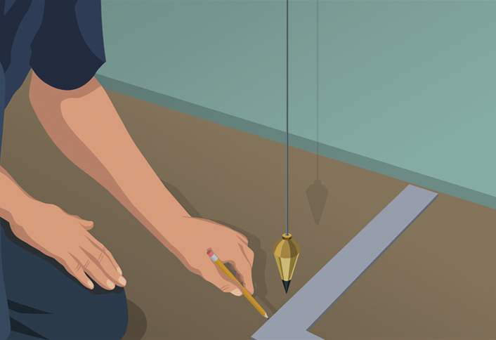Mark points directly outside corners - Building Utility Shelves Mark points directly outside corners - Building Utility Shelves