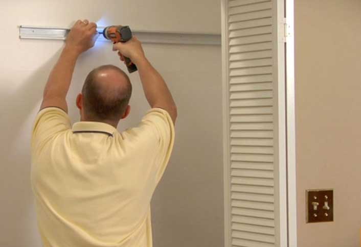 Install the hang track - Wire Shelf Storage Install the hang track - Wire Shelf Storage