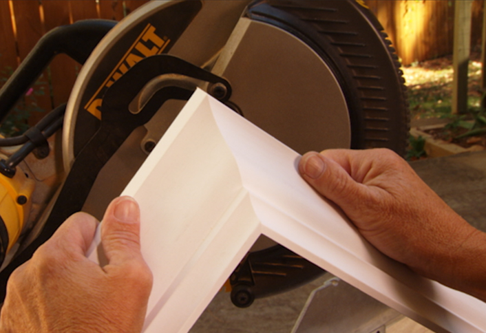 Make Outside Corner Cuts With A Miter Saw At The Home Depot Lay Out Length Cutting Outside Miters Crown Moulding