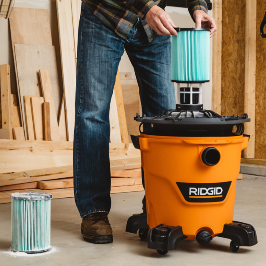 Ridgid 5 Layer Hepa Material Pleated Paper Filter For Most 5 Gal And Larger Wet Dry Shop Vacuums Vf6000 The Home Depot