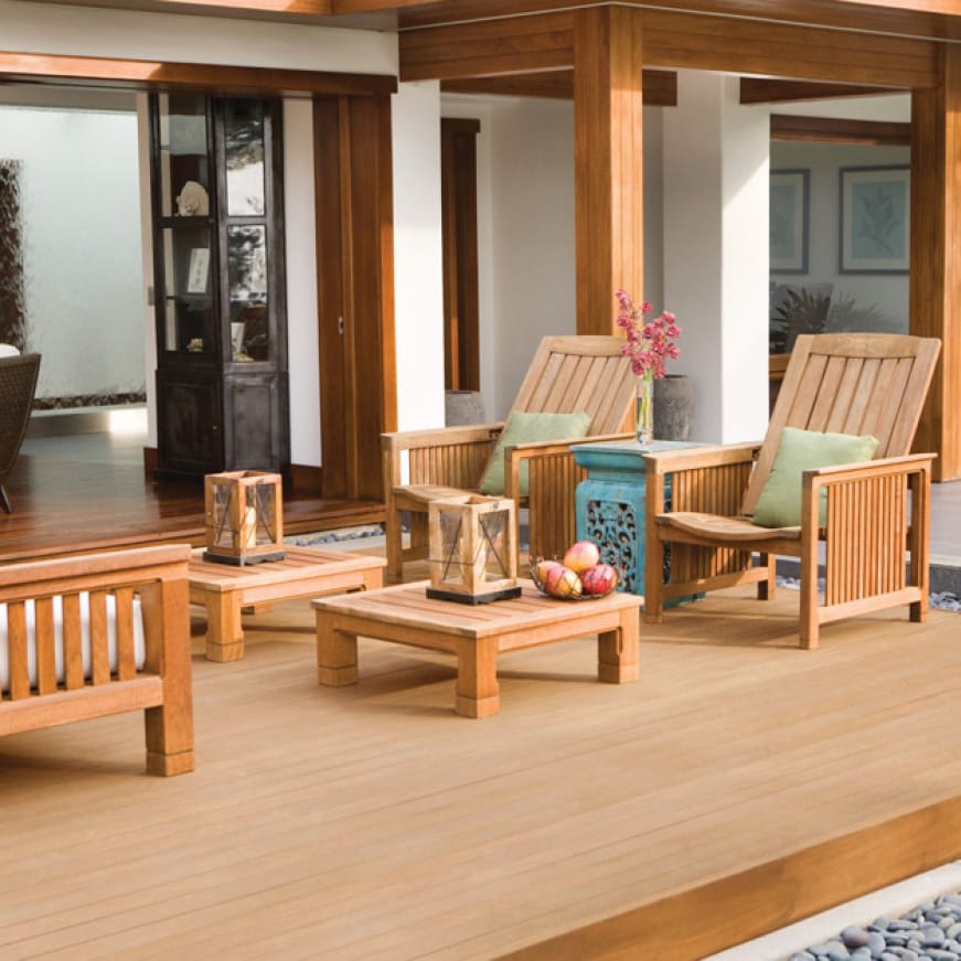 Exterior wood deck and furniture coated with Transparent Wood Finish in color Clear 500 and 400. Exterior wood deck and furniture coated with Transparent Wood Finish in color Clear 500 and 400.