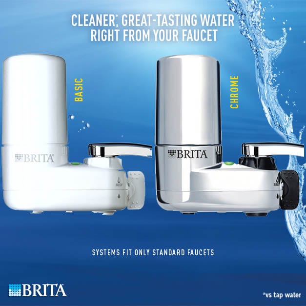 Brita Faucet Mount Water Filtration System In Chrome Bpa Free
