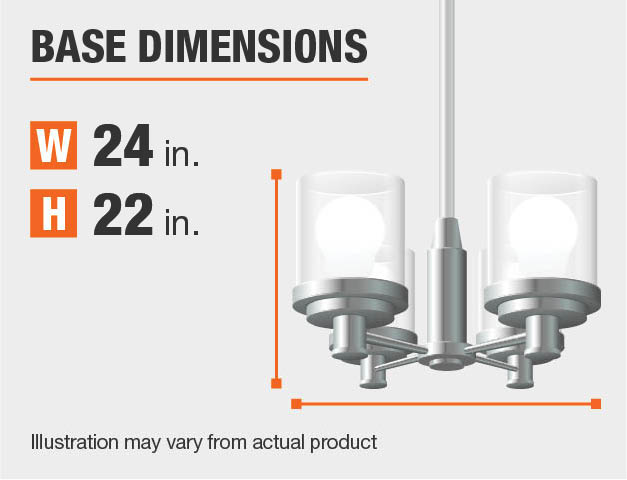 Measurement of a chandelier's base.