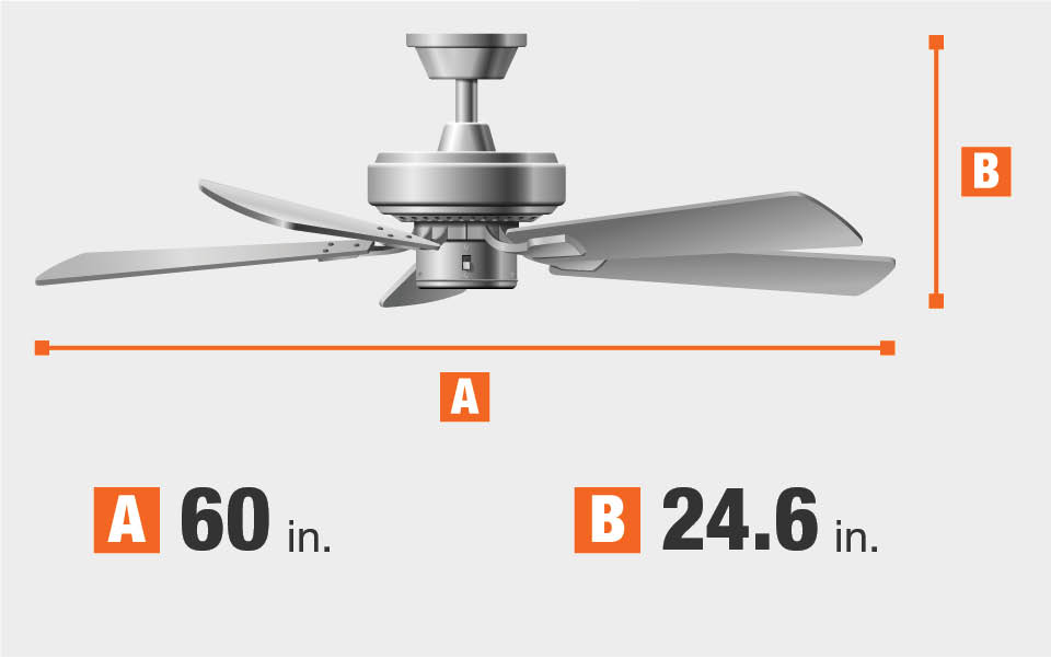 Hampton Bay Brookedale 60 In Indoor Brushed Nickel Ceiling Fan With Ceiling Fan Dimensions Blade Span And Height