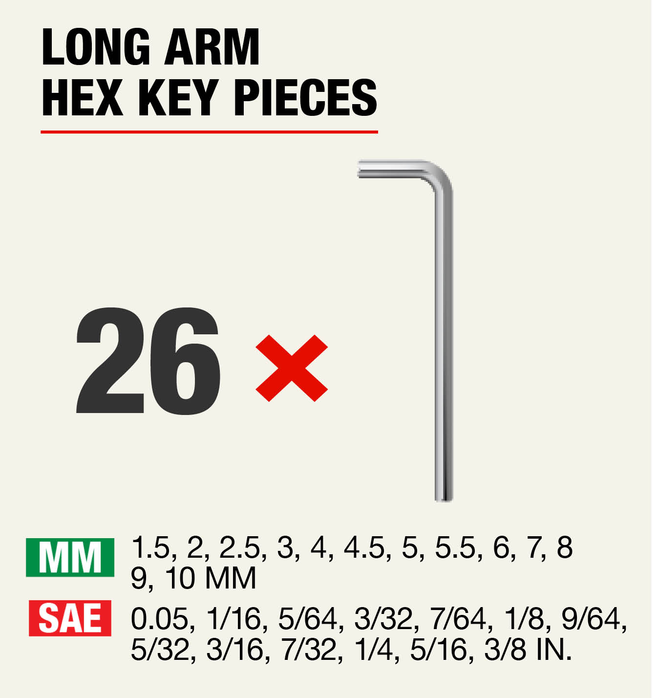 Husky SAE/Metric Long Arm Hex Key Set (26-Piece)-HLAHKSM26PC - The Home ...