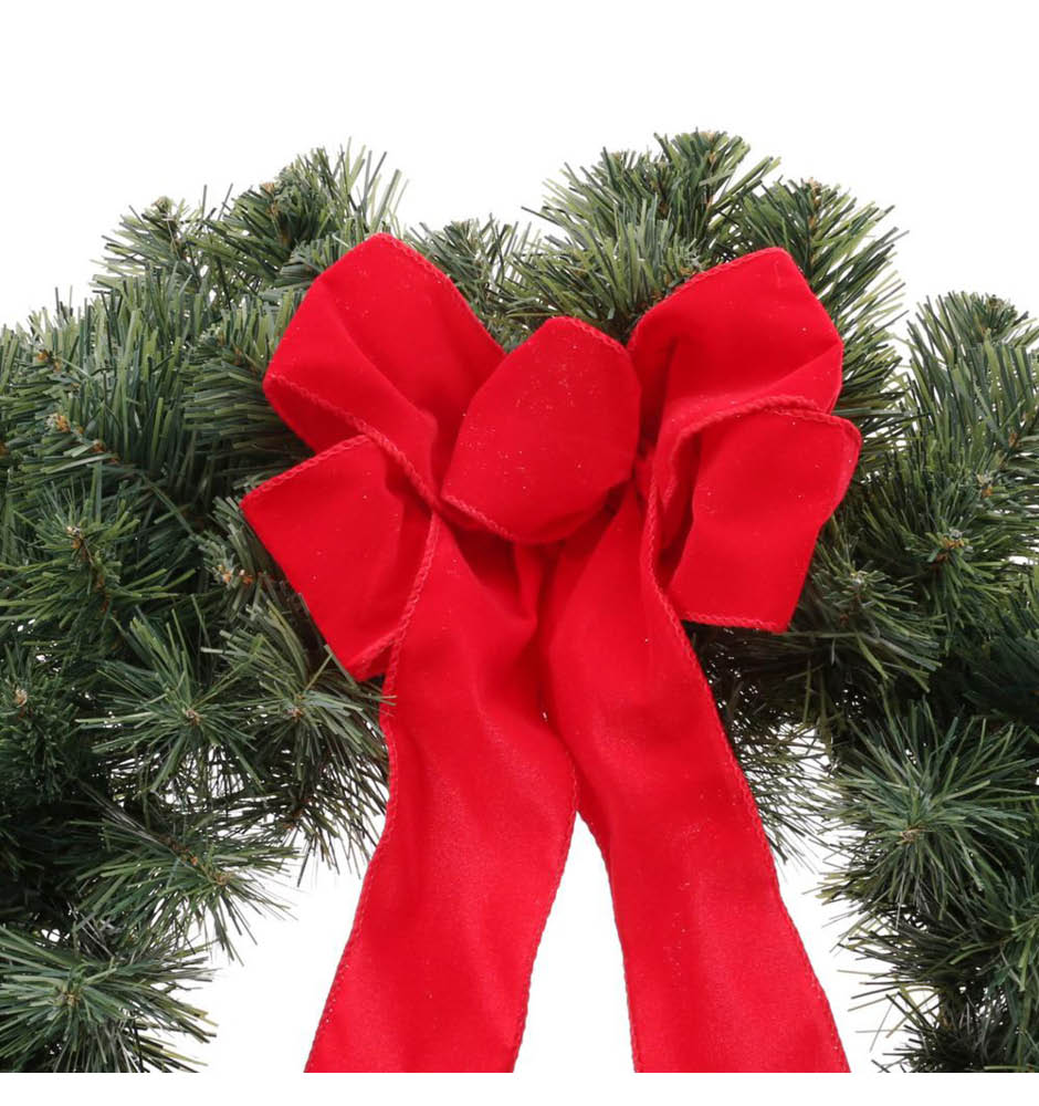 Home Accents Holiday 20 in. Noble Pine Artificial Wreath with Red Bow