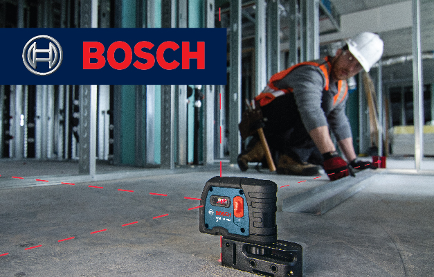 Bosch GPL 5 S projecting 5 points across room for accurate alignment. Bosch GPL 5 S projecting 5 points across room for accurate alignment.
