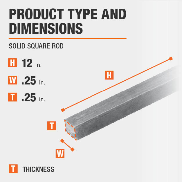 Everbilt 1/4 in. x 12 in. Plain Square Bar800727 The Home Depot