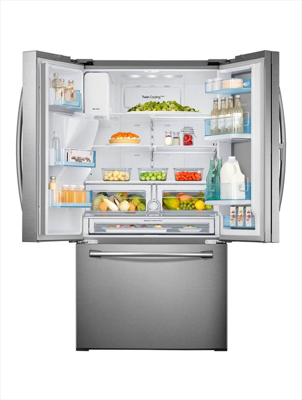 Samsung 22.5 cu. ft. Food Showcase French Door Refrigerator in Stainless Steel, Counter Depth