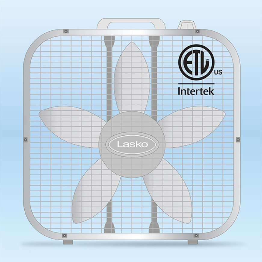 Lasko 20 in. 3 Speed Black Box Fan with Save-Smart Technology for