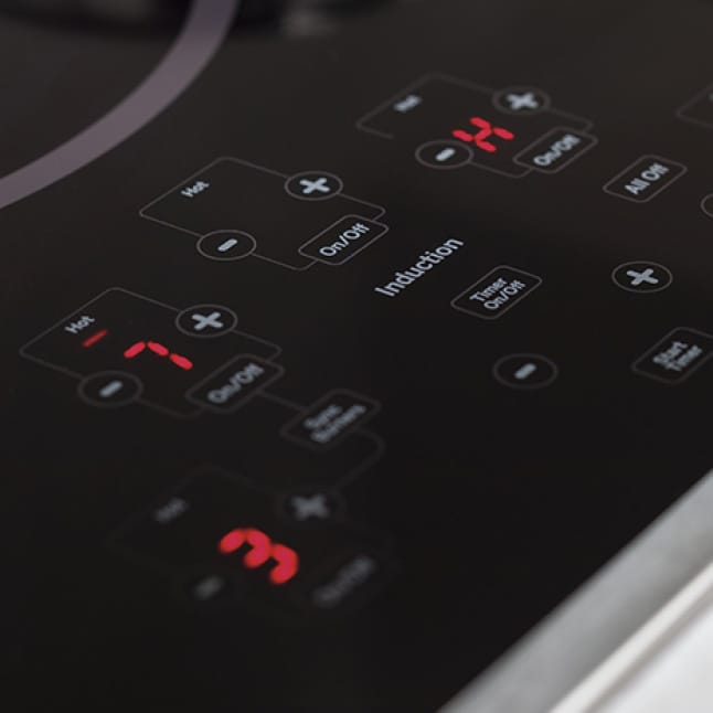 A closeup of the red LED Display