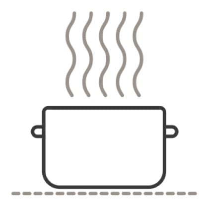 An icon of a pot being warmed