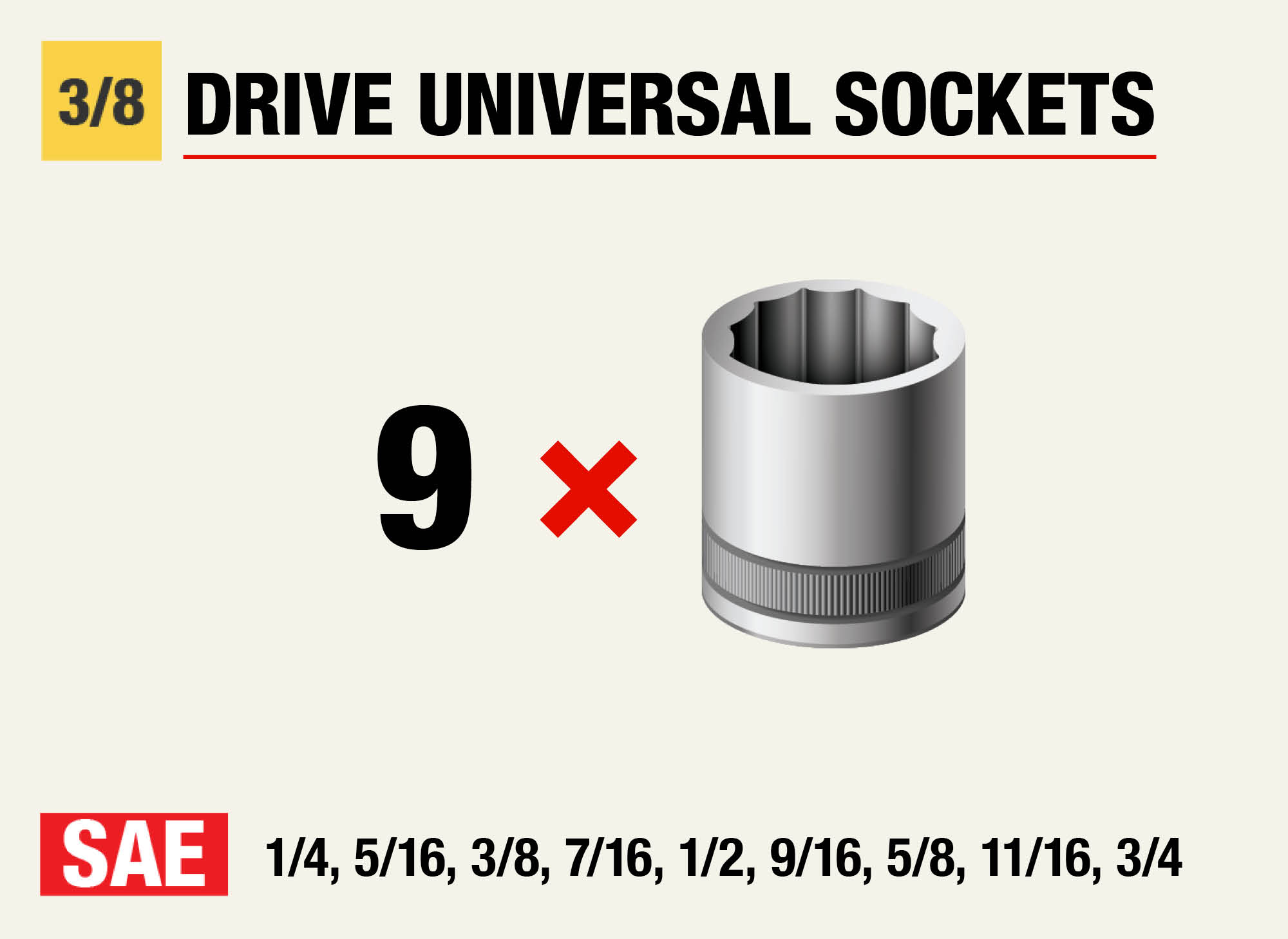 16mm 19mm Drive Hole Thru Multi Lock Socket