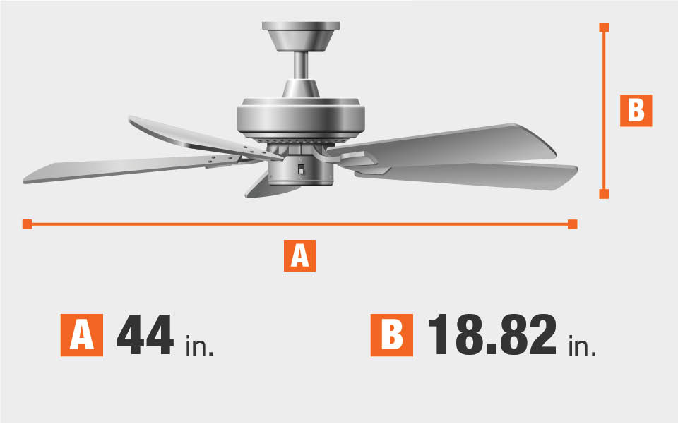 Hampton Bay Vaurgas 44 In Led Indoor Brushed Nickel Ceiling Fan Ceiling Fan Dimensions Blade Span And Height