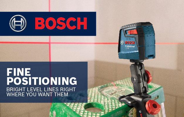 Bosch GLL 30 S clipped and locked onto ladder for secure height adjustment and precision leveling. Bosch GLL 30 S clipped and locked onto ladder for secure height adjustment and precision leveling.