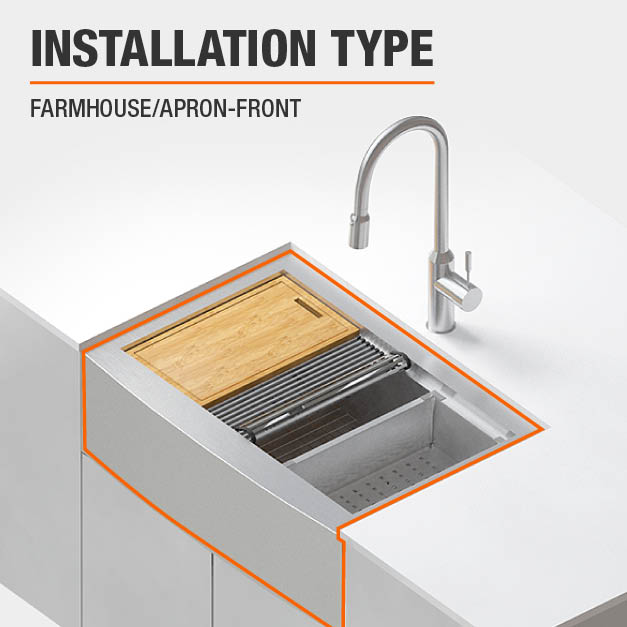 Glacier Bay Farmhouse Apron Front Stainless Steel 33 in ...